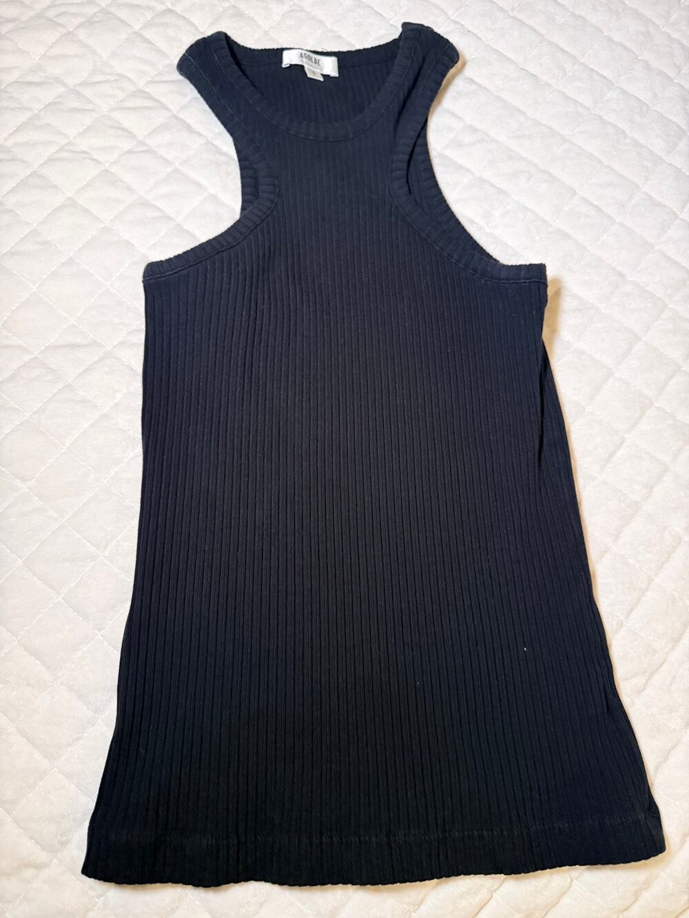 AGOLDE Black Ribbed High Neck Tank Top Size Small S Racerback